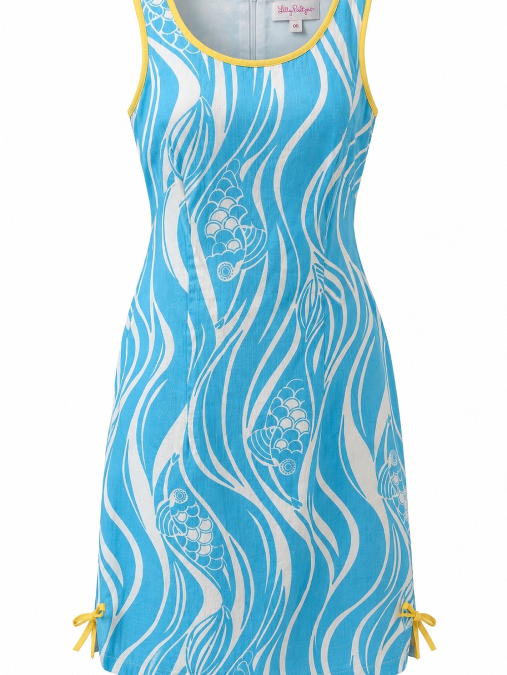 Lilly Pulitzer Blue & White Fish-Print One-Piece Swim Cover-Up with Yellow Trim
